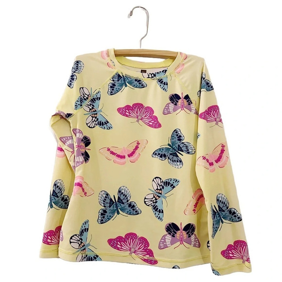 Tea Collection Butterfly Printed Rash Guard Summer Swim Yellow Girls - Picture 1 of 6
